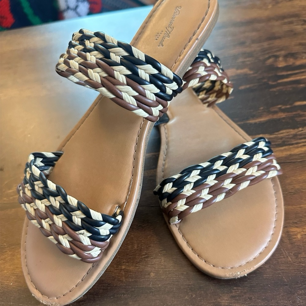 Women's Braided Sandals - Brown, Black, and Cream
